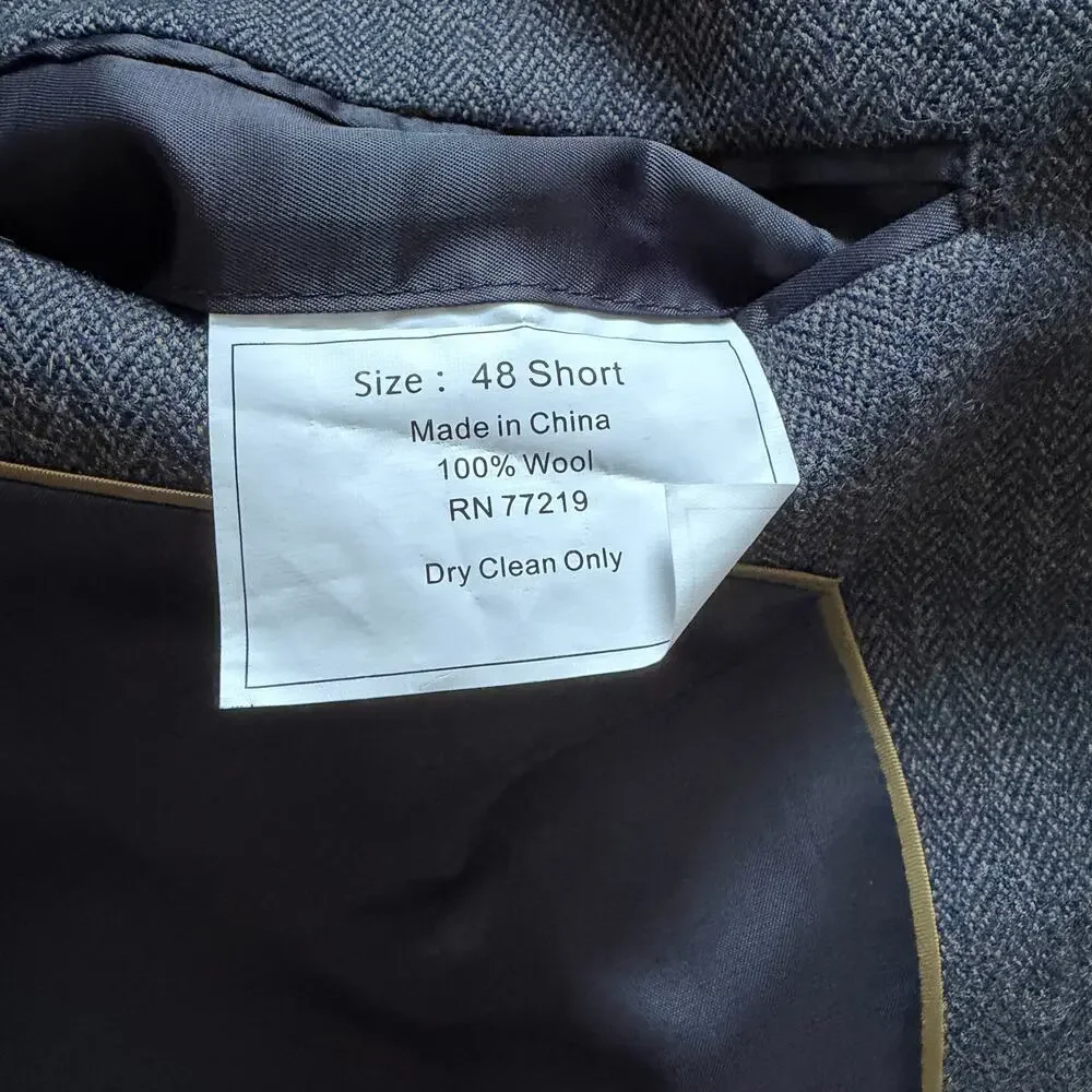 Joseph & Feiss Gold Wool Sport‎ Coat Blue/Grey Mens 48 Short